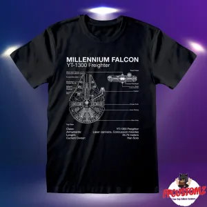 SW FALCON BLUEPRINT FRONT Retro and Geek Merchandise | FPCustomz